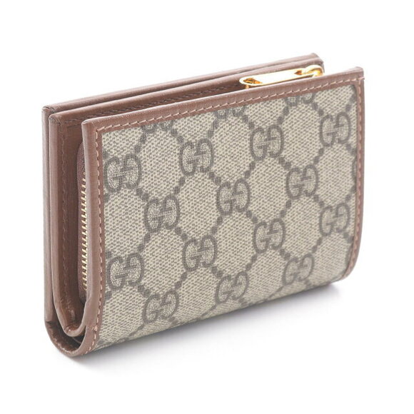 Gucci Horsebit GG Supreme Bifold Wallet Leather Canvas Beige Brown - Picture 2 of 5